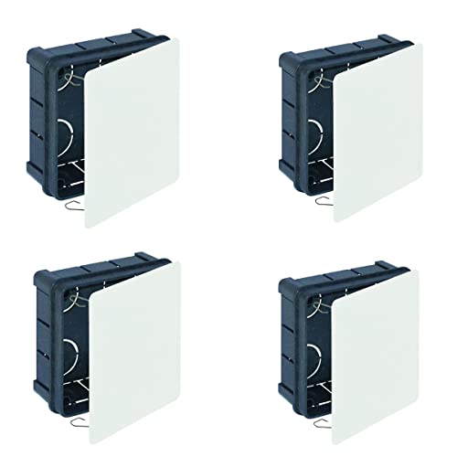 RASMACOR Abzweigkasten Unterputz - 100 x 100 x 45 mm - 4 Stück - Mit Deckel - Für den trockenen Innenbereich/Unterputzdose im Set/Verteilerdose für Innenausbau / 12 Rohreinlässe Ø 25 mm von RASMACOR