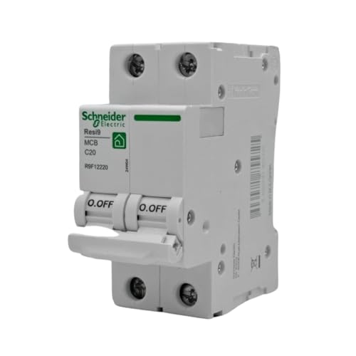 RASMACOR | Leitungsschutzsschalter Schalter 2P 20A | RESI9 Rasmacor R9F12220 | KURVE C | Frequenz 50/60 Hz | UNE/EN 60898-1 CE-Norm | 20 Ampere | Automatischer 2-poliger Automatikschalter von RASMACOR