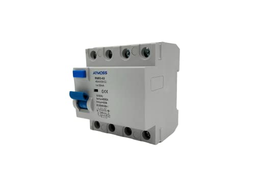 RASMACOR | Schutzschalter 4 Polig 40A | Fehlerstrom-Schutzschalter 4P 40A 30MA | Typ A 30MA | 40/4/0.03A | 6KA 230V AC 50HZ | Fehlerstromschutzschalter | ATMOSS von RASMACOR