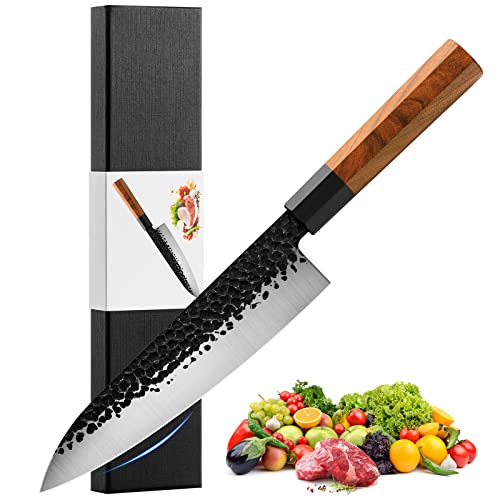 Gyuto Chef Messer, 21cm Professionelle Hand geschmiedete Küche Chef Messer High Carbon Japanische AUS-8 Edelstahl Chef Messer mit Palisander Griff Geschenk Box von RASSE
