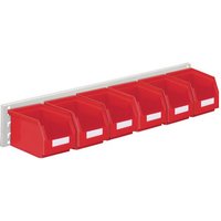 Sichtlagerkastenset H140xB920xT250mm Stahlblech/Polyethylen Ku.rot 6xGr.6 - 4202.52.5413 - Rasterplan von RASTERPLAN