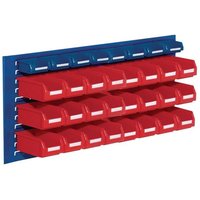 Sichtlagerkastenset H450xB1000xT250mm Stahlblech/Polyethylen Kunststoffbeschichtung blau + rot 24 x Gr.7 rot / 8 x Gr. 8 blau von RASTERPLAN