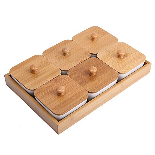 RASTKY Keramikschale Zum Servieren von Schnappschüssen mit Einem Tablettdeck (Sechs Gitter mit Deckung) von RASTKY