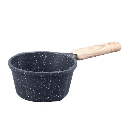Kochsoßentopf mit Vertiefter Höhe, Steinbeschichtete Gießpfannen, Kleiner Topf Zum Erhitzen von Öl, Braten, Kochen auf Reisen (BLACK) von RASTKY