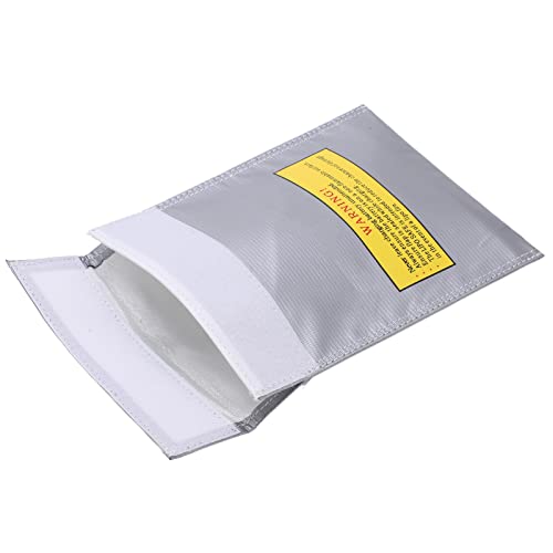 RASTKY 18x23 Cm RC -Batteriebeutel - Feuerfeste und Explosionssichere Schutzbeutel Sicherer Aufbewahrung Essentielle Hülle RC Flugzeug Batterien (SILVER) von RASTKY