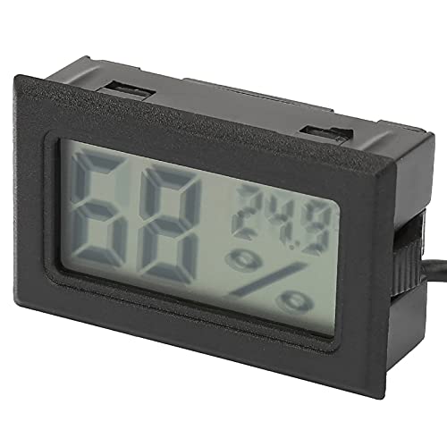 RASTKY Digitale Temperaturfeuchtigkeitsthermometer Genaue Messung mit Sonde 1,5m Linie - Kompakt LCD -Luftfeuchtigkeitsmesser nach Hause, Gewächshaus und Reptilien (BLACK) von RASTKY