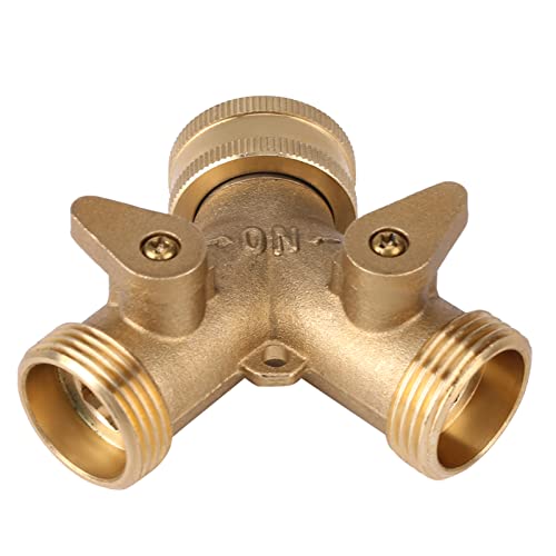 RASTKY Dual -Outlet -Schlauchanschluss Splitter Gartenbewässerung 3/4 Zoll Messing 2 Wege Ventil mit Hochleistungs Splitterfunktionalität (Europäischer Thread) von RASTKY