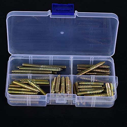 RASTKY Dulwellschrauben Holzbearbeitung - 80pcs M5 Doppel -Endschrauben Kleiderschrauben Möbelanschlüsse, Zinksplattierte, Verschiedene Größen von RASTKY
