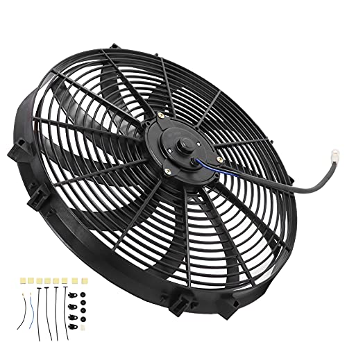 RASTKY Electric Lüfterauto Conditioner 16 Zoll Push Pull Slim Design mit 10 Blades Trucks RVS 12V 120W Hochleistungskühlung von RASTKY