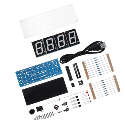 RASTKY Elektronik -Enthusiasten der Digital Clock LED Kit - 4 stellige Anzeige mit Zeit-, Temperatur und Alarmfunktionen, Einfache Installation (Blue) von RASTKY