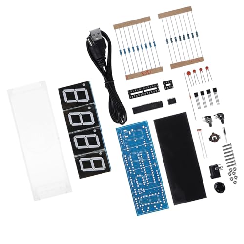 RASTKY Elektronik -Enthusiasten der Digital Clock LED Kit - 4 stellige Anzeige mit Zeit-, Temperatur und Alarmfunktionen, Einfache Installation (Rot) von RASTKY