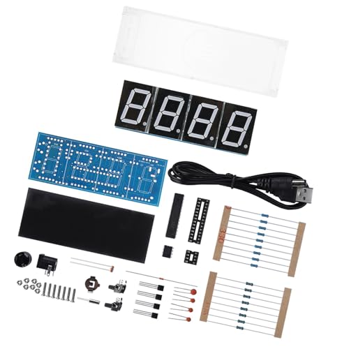 RASTKY Elektronik -Enthusiasten der Digital Clock LED Kit - 4 stellige Anzeige mit Zeit-, Temperatur und Alarmfunktionen, Einfache Installation (White) von RASTKY