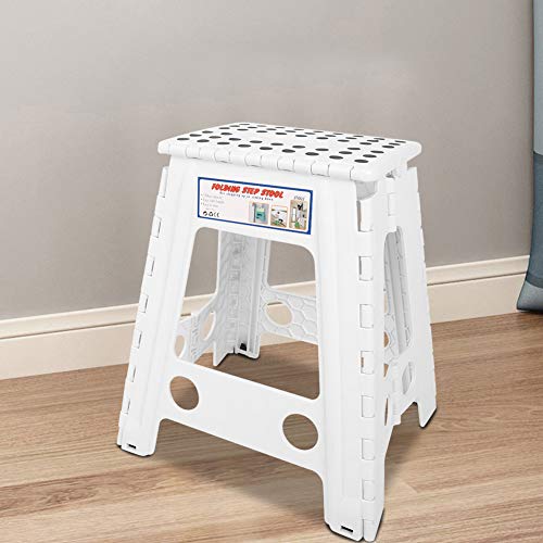 RASTKY Faltbare Tragbare Plastikhocker-Anti-Rutsch-Stuhl für Wohnzimmer Schlafzimmerschule Campingfischen, Umweltfreundliches Material (Größe: 29 * 22 * 45 cm) (Schwarzer Punkt Elfenbein Weiß) von RASTKY