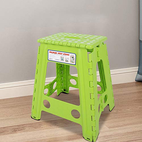 RASTKY Faltbare Tragbare Plastikhocker-Anti-Rutsch-Stuhl für Wohnzimmer Schlafzimmerschule Campingfischen, Umweltfreundliches Material (Größe: 29 * 22 * 45 cm) (Weiße Süßigkeitengrün) von RASTKY