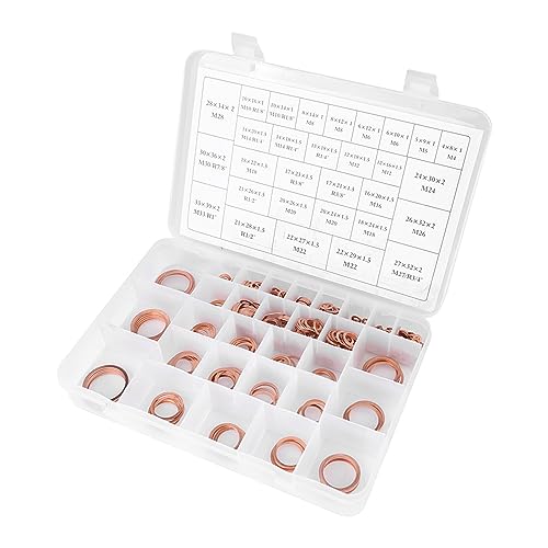 RASTKY Hochspannungsimpulsgenerator 570pcs 30 Größen Kupfer Waschmaschinen Flachring -Set -Kit mit Kunststoffkasten Elektrotest von RASTKY