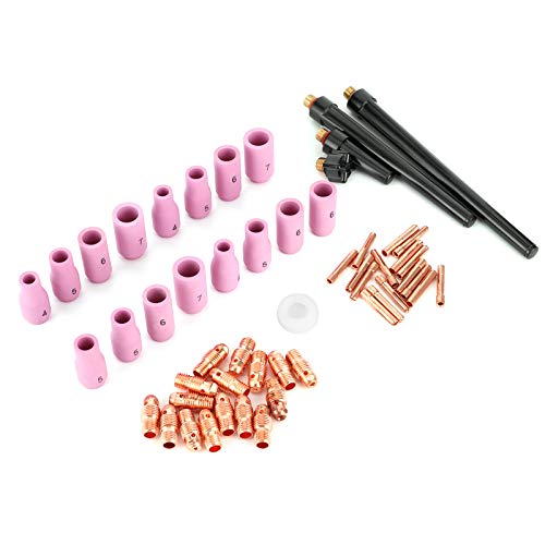 RASTKY Kupfer -Tig -Schweiß -Torch -Keramikdüsen -Collet, 53pcs Ersatz -Ersatzteile Kit, Ausgezeichnete Thermische Leitfähigkeit, Passt zu Allen 9 20 25 Serien. von RASTKY