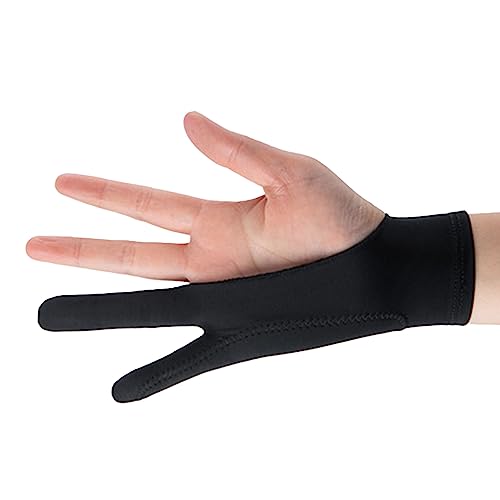 RASTKY Tablet Zeichnung Handschuh Künstler, Atmungsaktive 3-layer-3-Finger-Malerei Handschuh Tablette Skizzieren, Anti-Fleck, Bequemes Design in Schwarz (M) von RASTKY