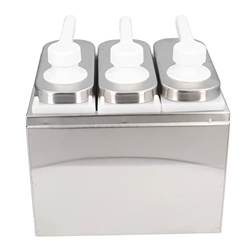 Saucenspender-Pumpe, Salat, Marmelade, Gewürze, Edelstahl, Quetschbehälter mit für Küche, Restaurant, 5 Pumpen (3 Pumpen) von RASTKY