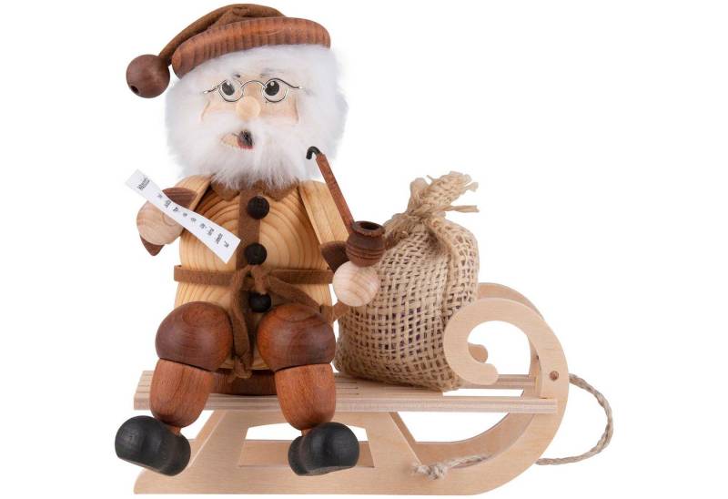 RATAGS Kunsthandwerk Räuchermännchen Weihnachtsmann auf Schlitten (17cm) Räuchermann von RATAGS Holzdesign von RATAGS Kunsthandwerk