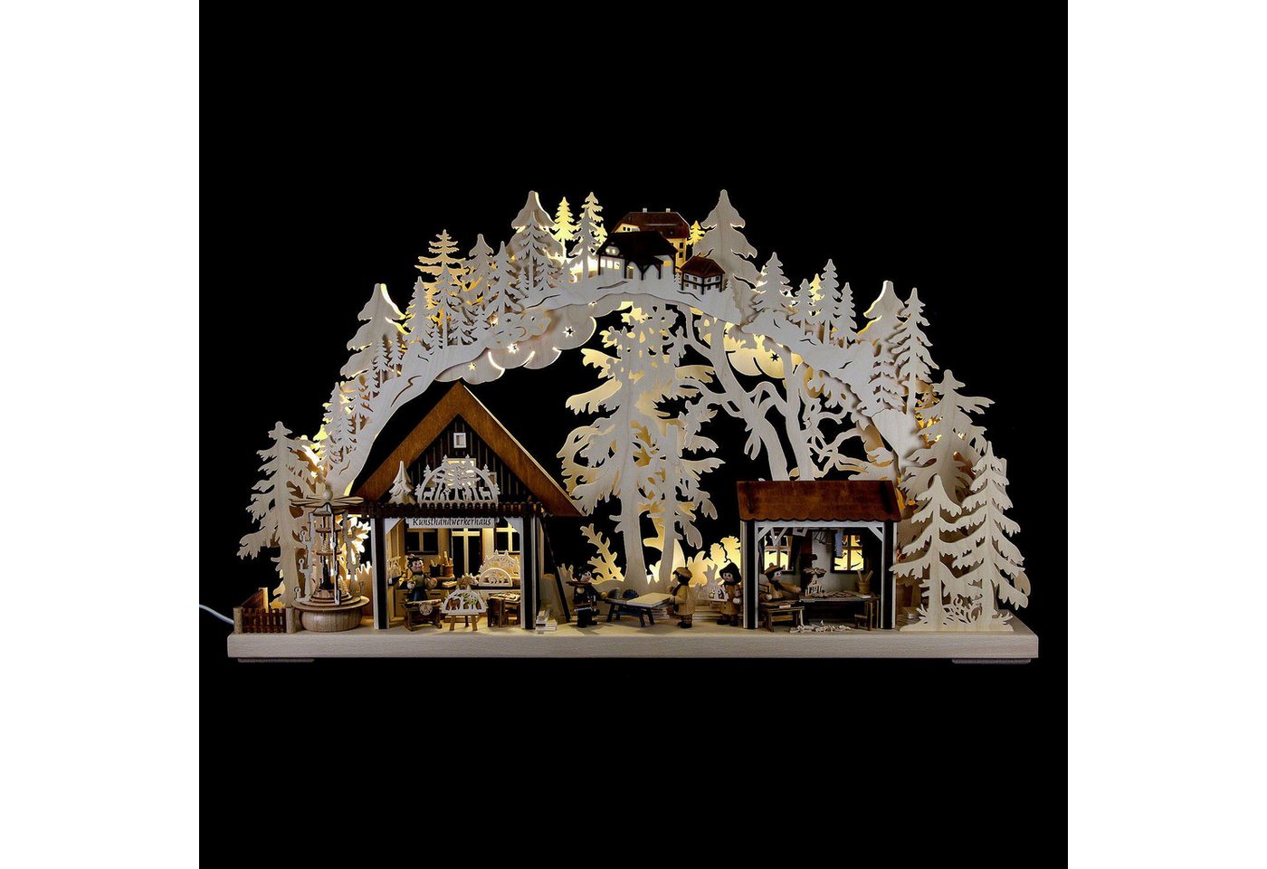 RATAGS Kunsthandwerk Schwibbogen 3D-Doppelschwibbogen Kunsthandwerkerhaus (72x43cm) von RATAGS Holzdesi von RATAGS Kunsthandwerk