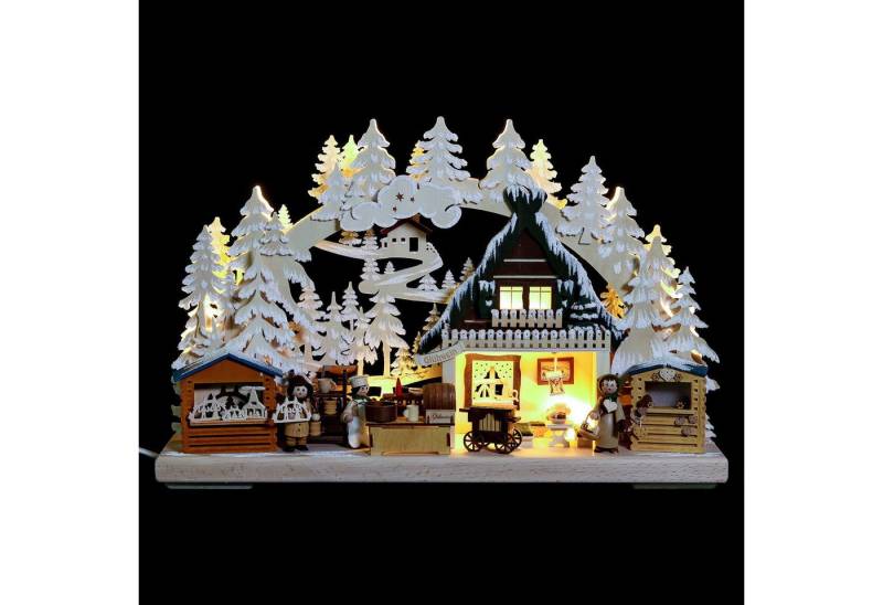 RATAGS Kunsthandwerk Schwibbogen 3D-Schwibbogen Nikolausmarkt mit Raureif (40x30x7cm) von RATAGS Holzde von RATAGS Kunsthandwerk