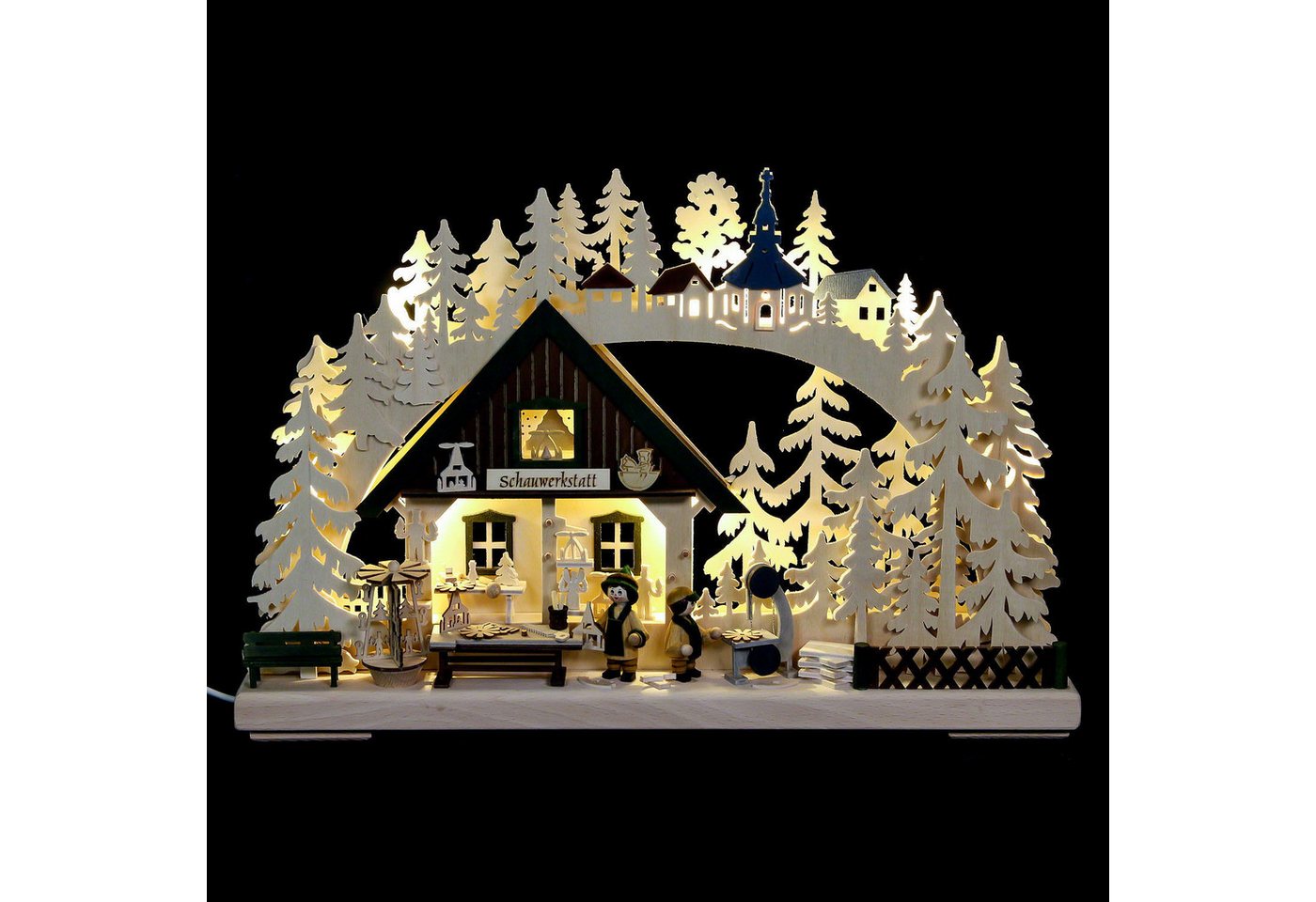 RATAGS Kunsthandwerk Schwibbogen 3D-Schwibbogen Pyramidenwerkstatt (43x30x7cm) von RATAGS Holzdesign von RATAGS Kunsthandwerk
