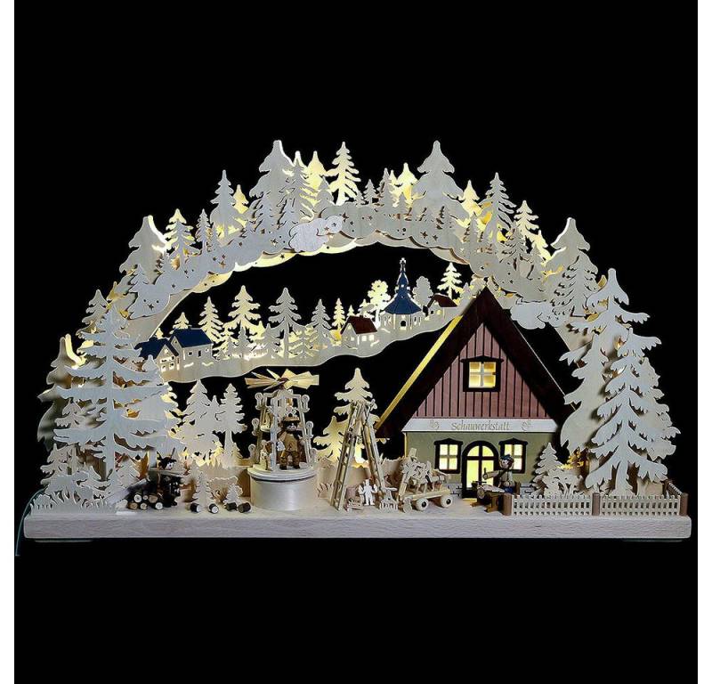 RATAGS Kunsthandwerk Schwibbogen 3D-Schwibbogen Schauwerkstatt mit drehender Pyramide (72x43x8cm) von R von RATAGS Kunsthandwerk