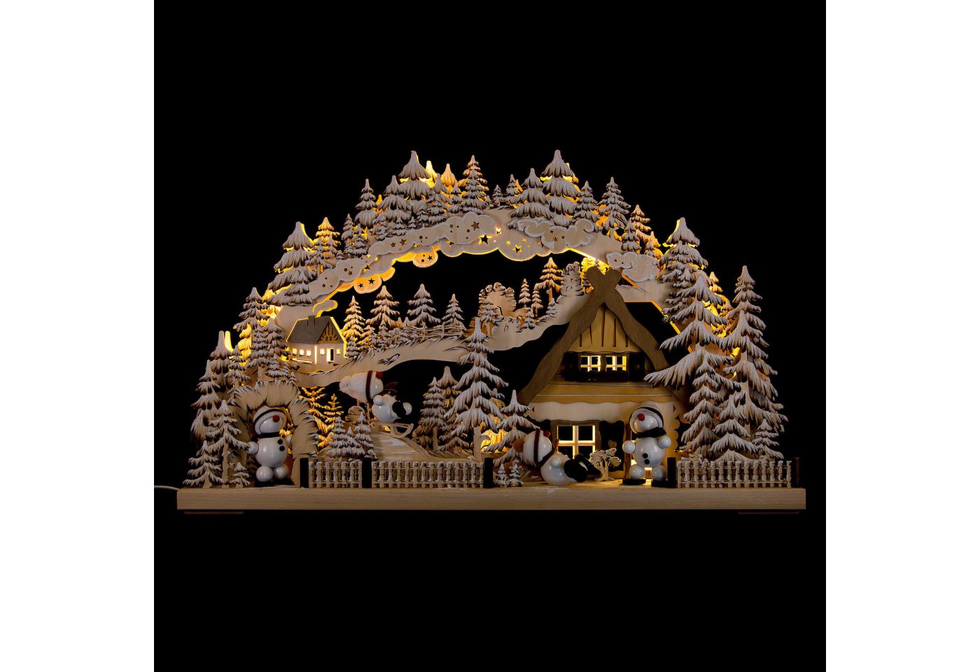 RATAGS Kunsthandwerk Schwibbogen 3D-Schwibbogen Snowmolli-Paradies mit Raureif (72x43cm) von RATAGS Hol von RATAGS Kunsthandwerk