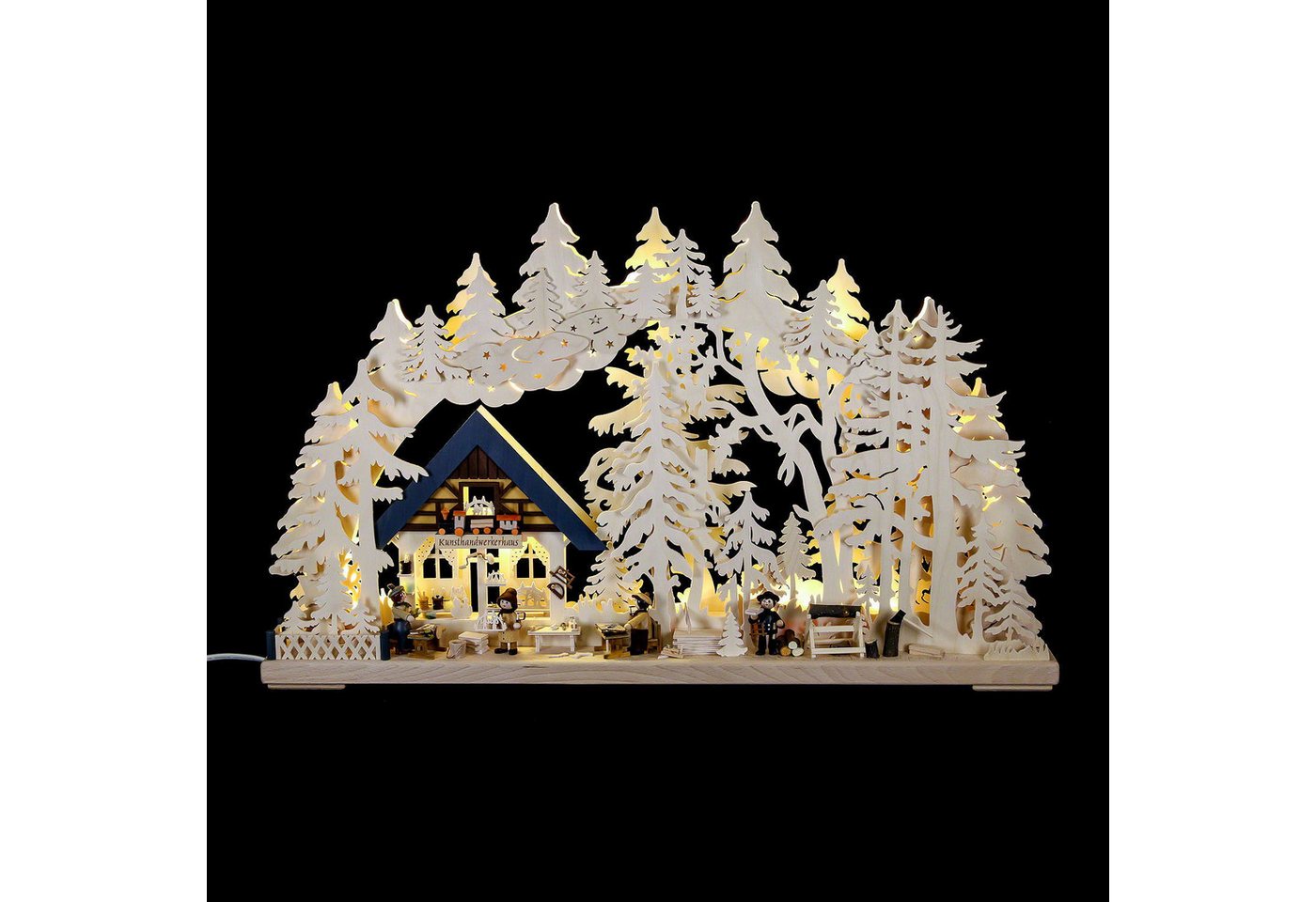 RATAGS Kunsthandwerk Schwibbogen Doppelschwibbogen Kunsthandwerkerhaus (70x42cm) von RATAGS Holzdesign von RATAGS Kunsthandwerk