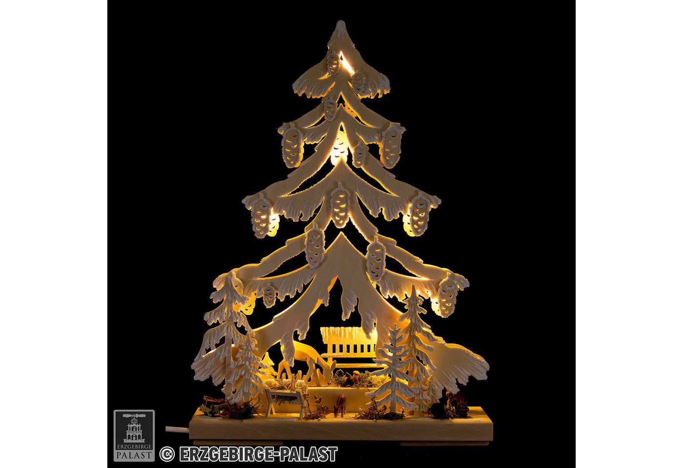 RATAGS Kunsthandwerk Schwibbogen Lichterspitze Rehkitz mit Futterkrippe (32x44cm) von RATAGS Holzdesign von RATAGS Kunsthandwerk