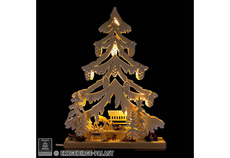 RATAGS Kunsthandwerk Schwibbogen Lichterspitze Rehkitz mit Futterkrippe (32x44cm) von RATAGS Holzdesign von RATAGS Kunsthandwerk
