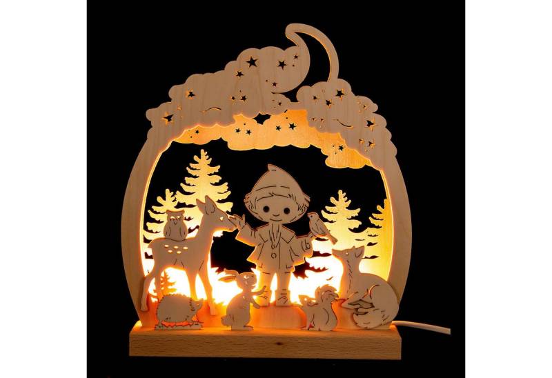 RATAGS Kunsthandwerk Schwibbogen Romantikleuchte Sandmännchen im Wald (24x28cm) von RATAGS Holzdesign von RATAGS Kunsthandwerk