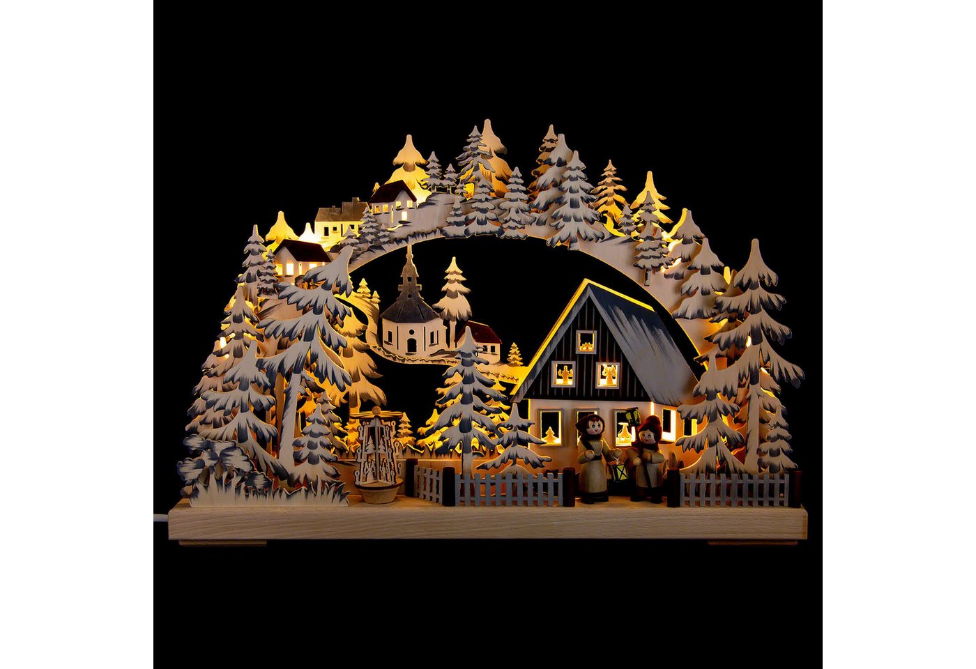 RATAGS Kunsthandwerk Schwibbogen Schwibbogen Laternenschein grau (43x30cm) von RATAGS Holzdesign von RATAGS Kunsthandwerk