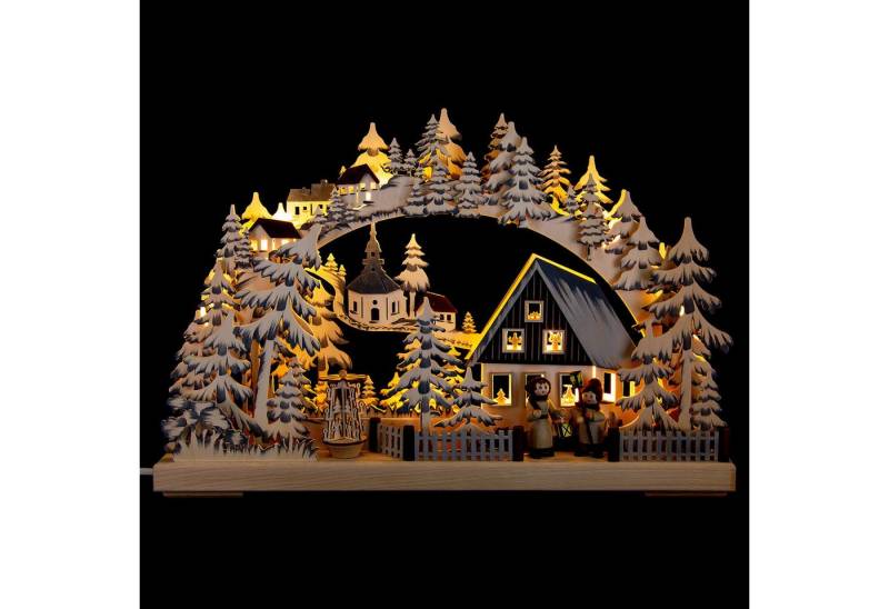 RATAGS Kunsthandwerk Schwibbogen Schwibbogen Laternenschein grau (43x30cm) von RATAGS Holzdesign von RATAGS Kunsthandwerk