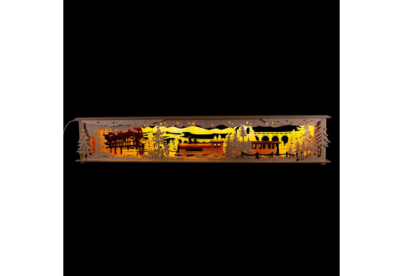 RATAGS Kunsthandwerk Schwibbogen Schwibbogen-Unterbau/Raumleuchte Bahnhof (80x15cm) von RATAGS Holzdesi von RATAGS Kunsthandwerk