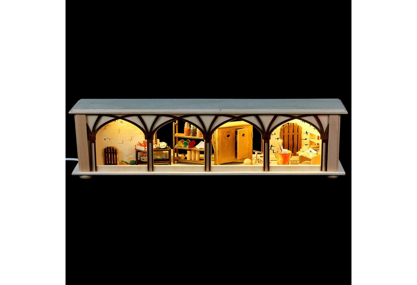 RATAGS Kunsthandwerk Schwibbogen Schwibbogen-Unterbau/Raumleuchte Hauskeller (50x12x10cm) von RATAGS Ho von RATAGS Kunsthandwerk
