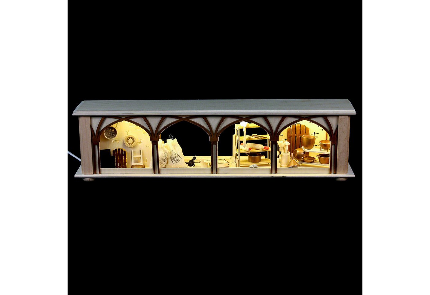 RATAGS Kunsthandwerk Schwibbogen Schwibbogen-Unterbau/Raumleuchte Mehlkammer (50x12x10cm) von RATAGS Ho von RATAGS Kunsthandwerk