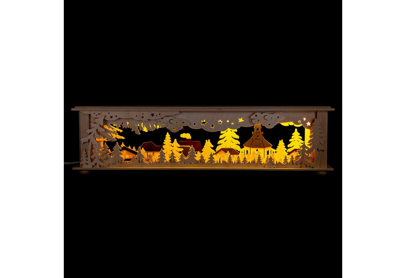 RATAGS Kunsthandwerk Schwibbogen Schwibbogen-Unterbau/Raumleuchte Wald Seiffen farbig (50x12cm) von RAT von RATAGS Kunsthandwerk