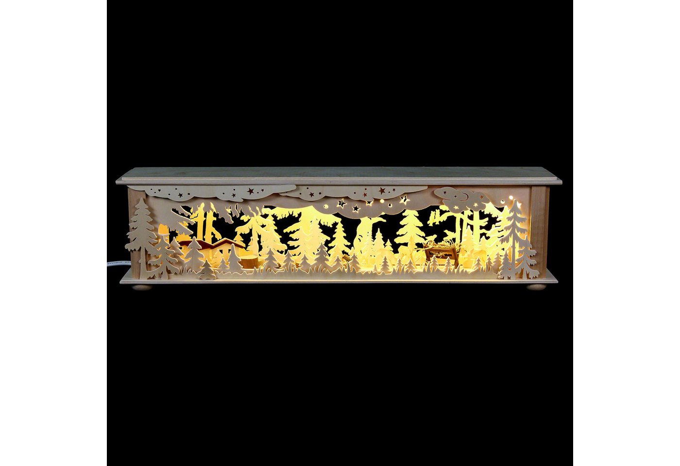 RATAGS Kunsthandwerk Schwibbogen Schwibbogen-Unterbau/Raumleuchte Wald mit Rehen (50x12x10cm) von RATAG von RATAGS Kunsthandwerk