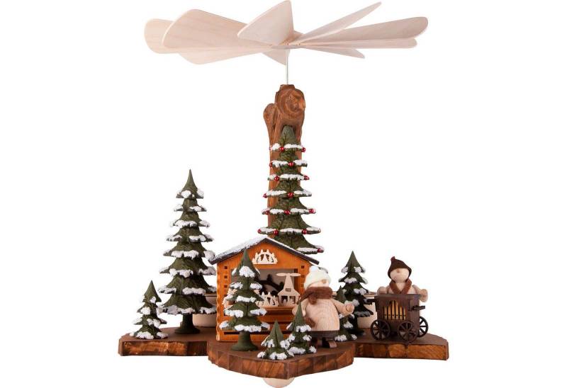 RATAGS Kunsthandwerk Weihnachtspyramide 1-stöckige Blattpyramide Walkis im Winterwald (21cm) von RATAGS Holzde von RATAGS Kunsthandwerk