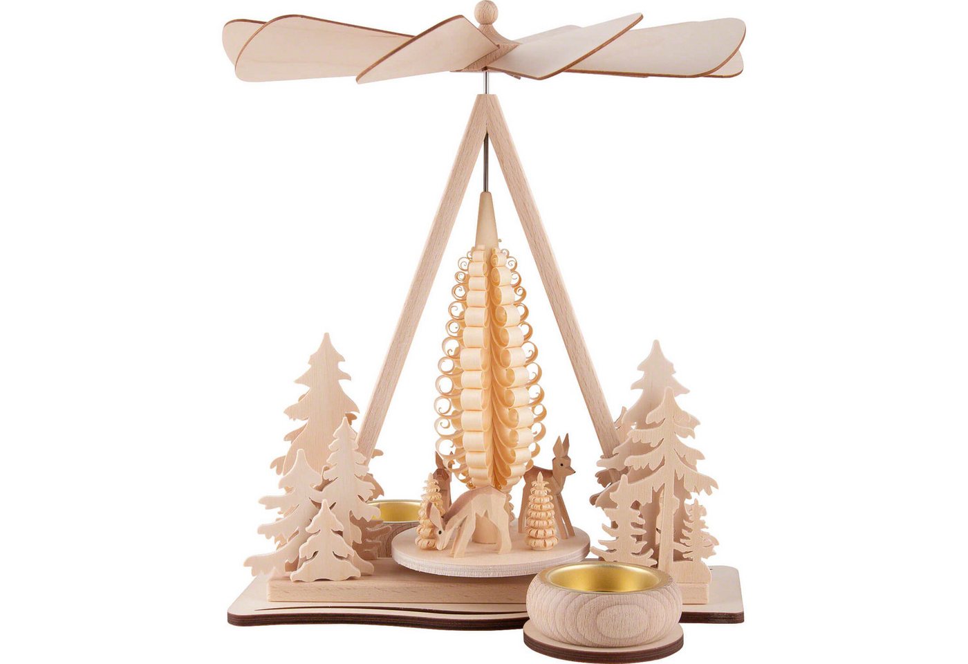 RATAGS Kunsthandwerk Weihnachtspyramide 1-stöckige Dreieckspyramide Rehgruppe (25cm) von RATAGS Holzdesign von RATAGS Kunsthandwerk