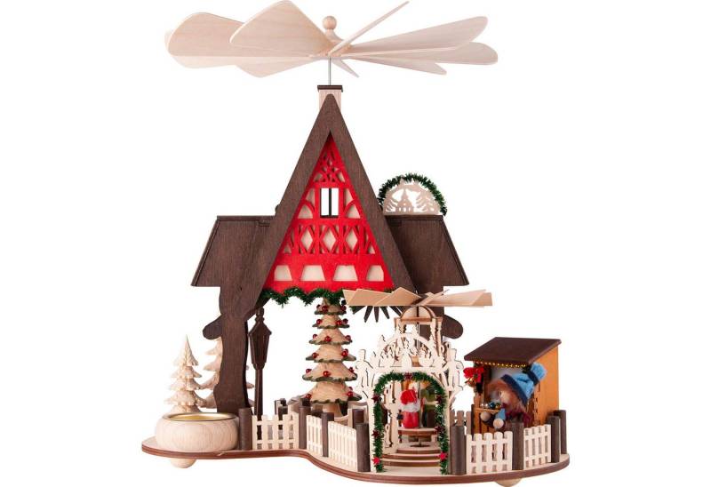 RATAGS Kunsthandwerk Weihnachtspyramide 1-stöckige Hauspyramide Fachwerkhaus-Weihnachtsmarkt (30cm) von RATAGS von RATAGS Kunsthandwerk
