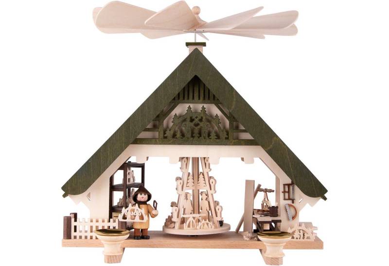 RATAGS Kunsthandwerk Weihnachtspyramide 1-stöckige Hauspyramide Kunsthandwerkerhaus grün (28cm) von RATAGS Hol von RATAGS Kunsthandwerk