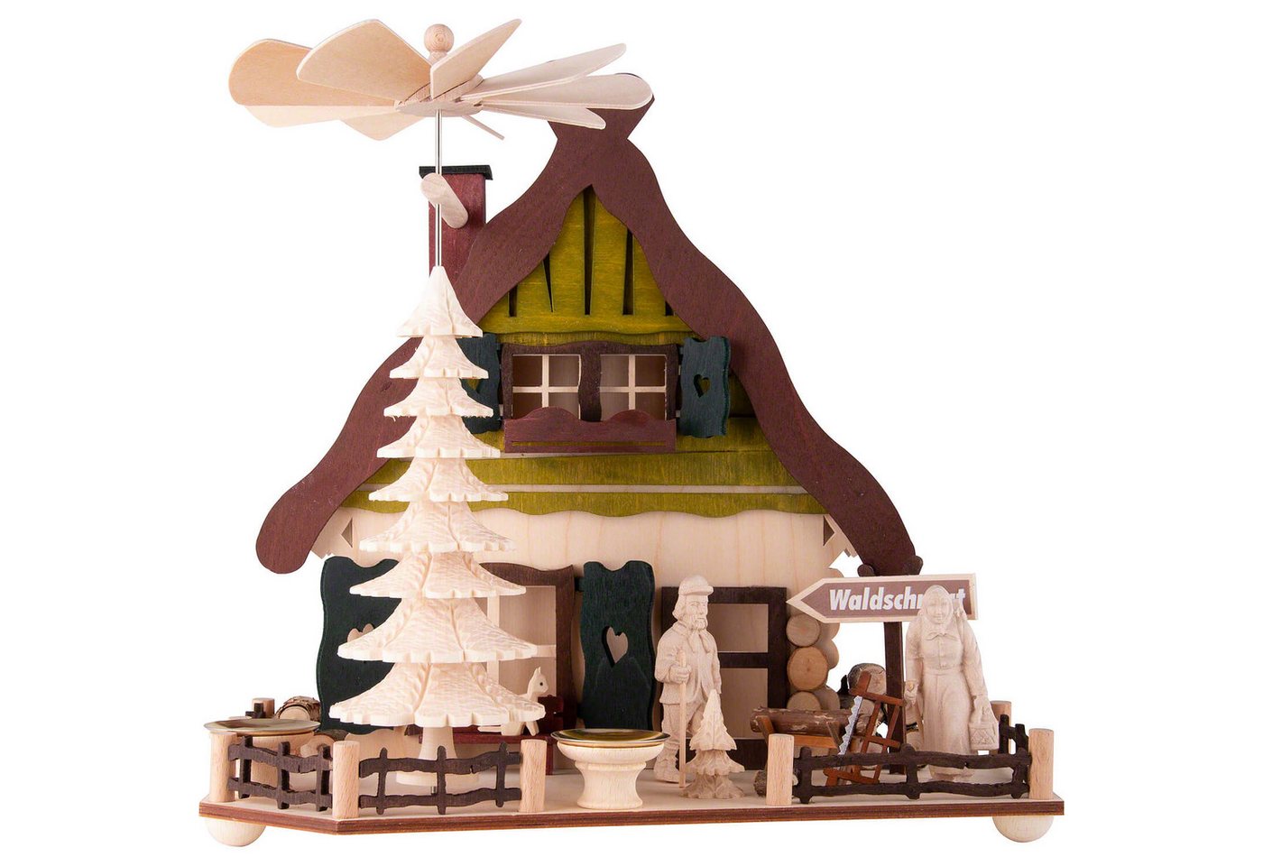 RATAGS Kunsthandwerk Weihnachtspyramide 1-stöckige Pyramide Holzmichls Haus (28cm) von RATAGS Holzdesign von RATAGS Kunsthandwerk