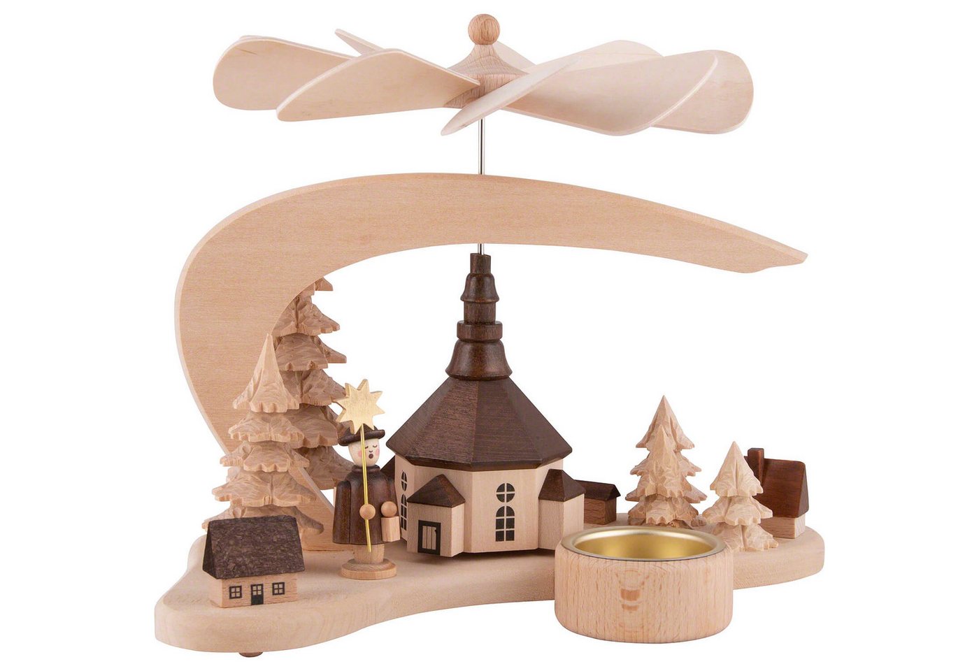 RATAGS Kunsthandwerk Weihnachtspyramide 1-stöckige Pyramide Massivholz Dorf Seiffen (17cm) von RATAGS Holzdesi von RATAGS Kunsthandwerk