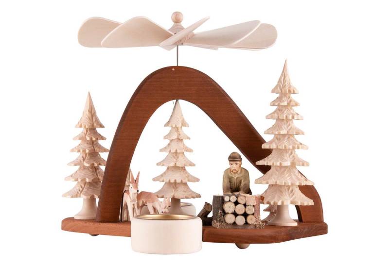RATAGS Kunsthandwerk Weihnachtspyramide 1-stöckige Pyramide Massivholz Waldarbeiter (17cm) von RATAGS Holzdesi von RATAGS Kunsthandwerk