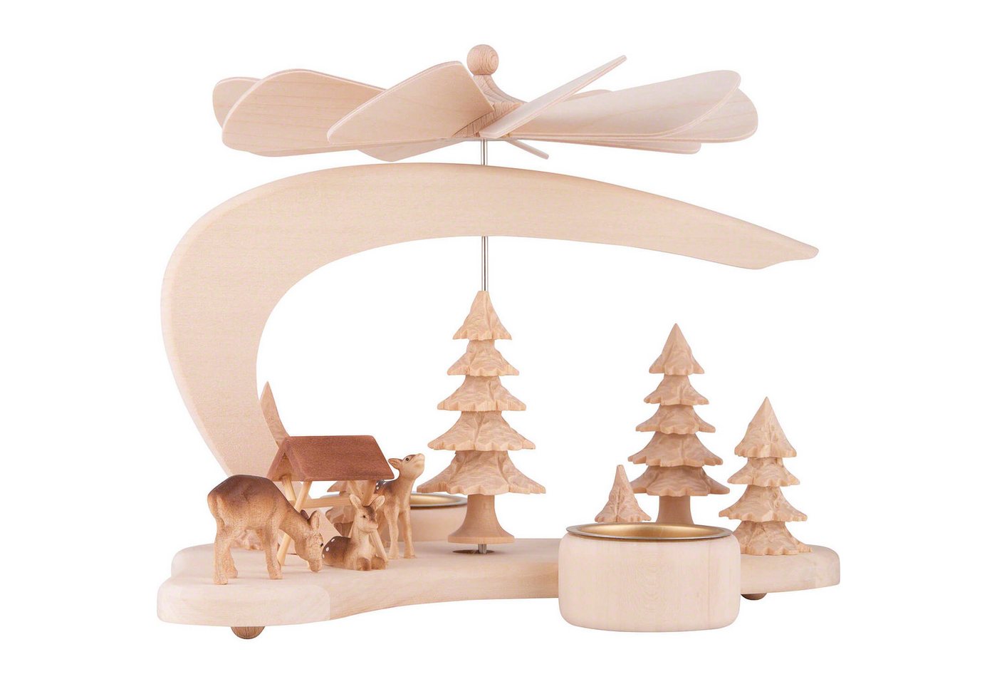RATAGS Kunsthandwerk Weihnachtspyramide 1-stöckige Pyramide Rehfamilie (17cm) von RATAGS Holzdesign von RATAGS Kunsthandwerk