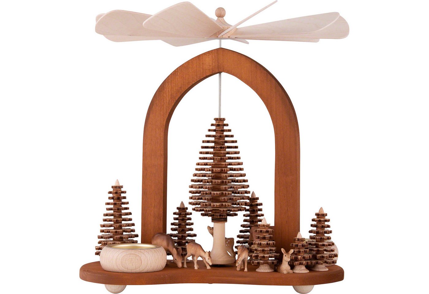 RATAGS Kunsthandwerk Weihnachtspyramide Waldidyll (26cm) 1-stöckige Pyramide Sternbogen von RATAGS Holzdesign von RATAGS Kunsthandwerk