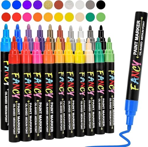 Acrylstifte für Wasserfest, 20 Farben 3mm Bemalen Acrylstifte Permanent Marker Stifte Acrylstifte für Leinwand Marker Stifte für Keramik/Steine/DIY Fotoalbum/Papier/Glas von RATEL
