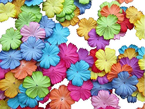 RATREE SHOP DFSHHJJ Blumen 29 x 29 mm, Maulbeerpapier, Grün, Violett, Rosa, Gelb, Orange, Blau, Hellblau, Braun, Pink, Rot, 25x25 mm von RATREE SHOP